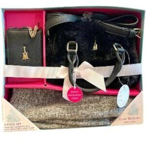 ISAAC MIZRAHI Black Fur Purse Box Gift Set  -  NWT